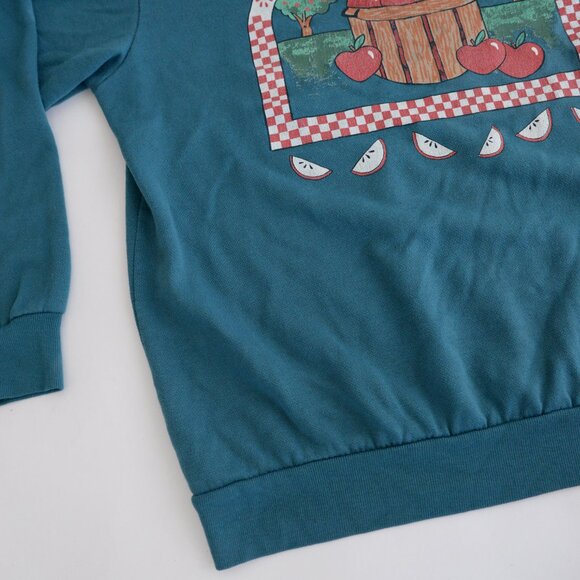 Vintage Blair Teal Apple Orchard Festive Harvest Crewneck Sweater L - Picture 7 of 12